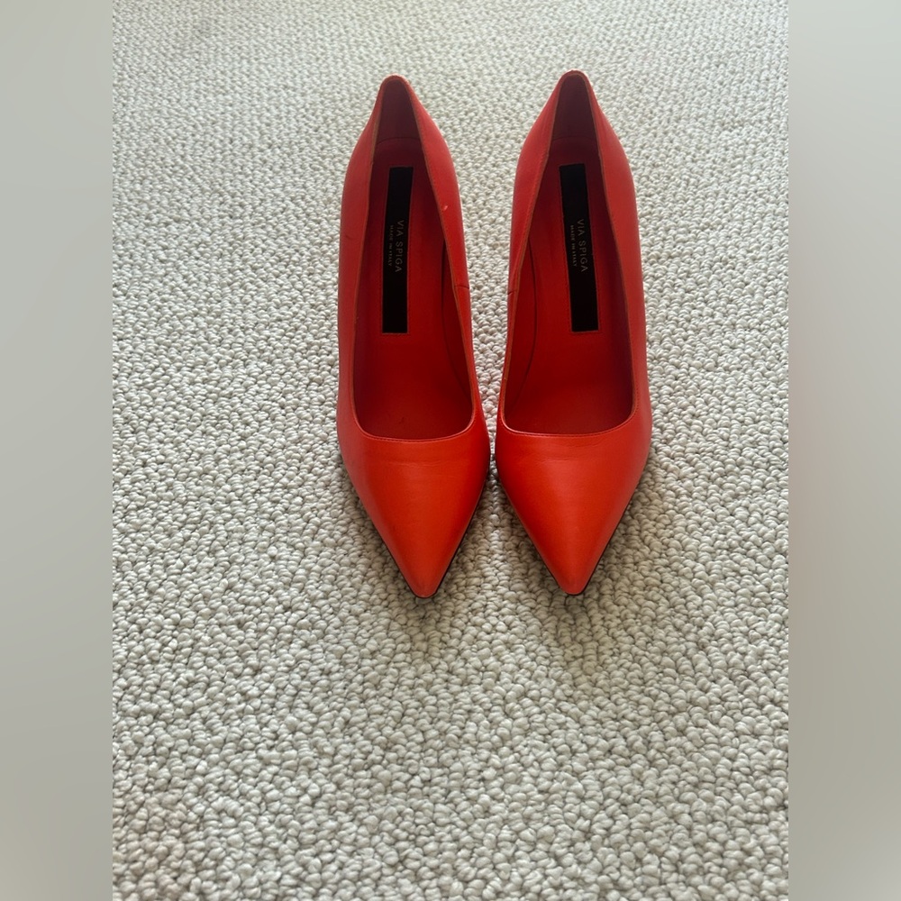 Via Spiga Vibrant Red/Orange Heels - NEVER WORN